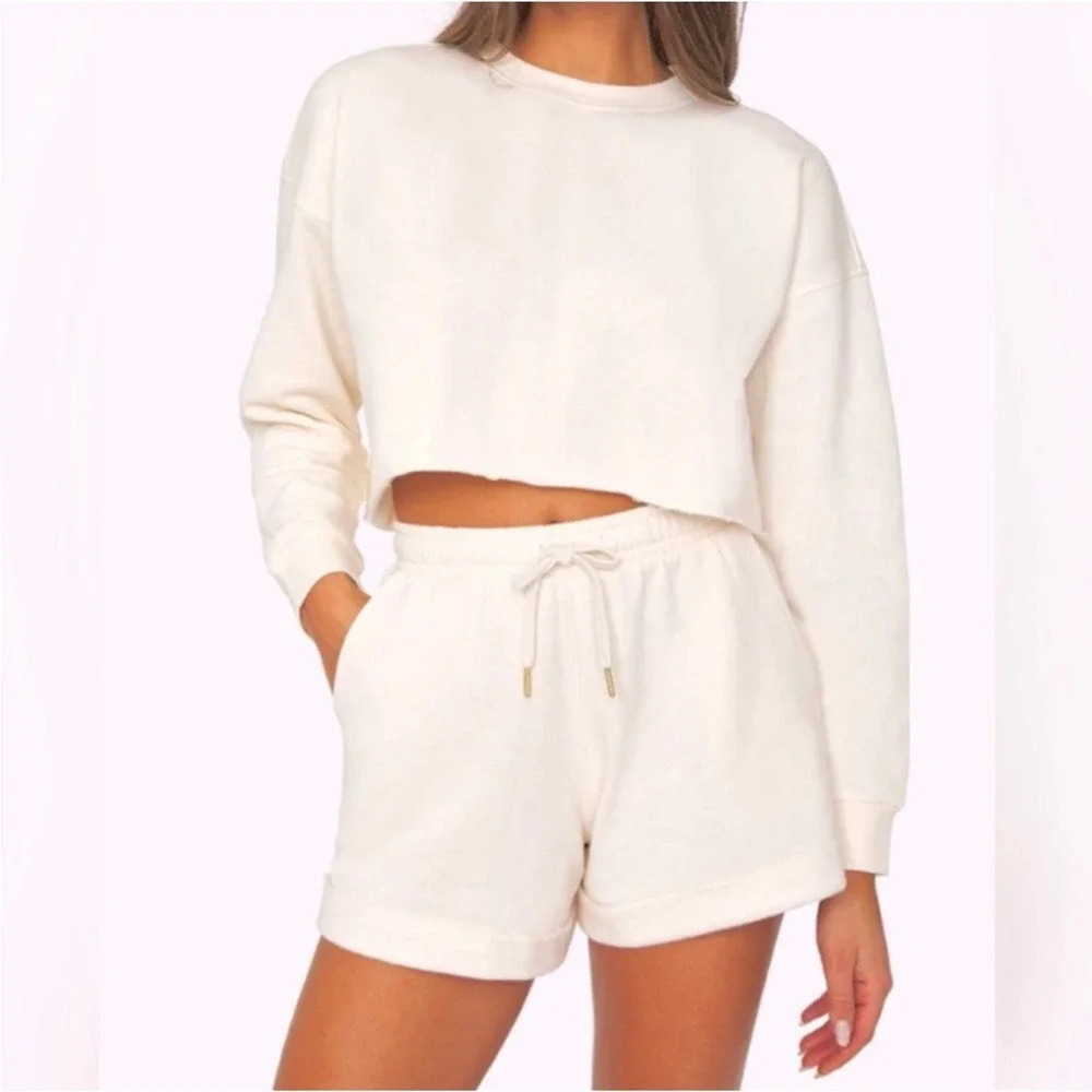 NEW WeWoreWhat Women's Size XL Off White Cropped Sweatshirt